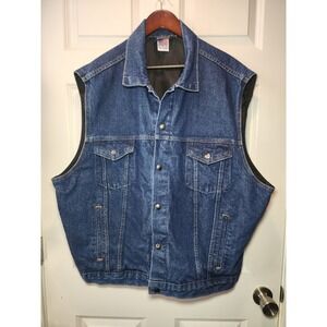 NRA Authentic Gear Mens 2XL Denim Vest Blue Cotton Made in USA Tactical Pockets